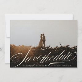 Formal Elegant Beige Calligraphy QR Code Photo Save The Date