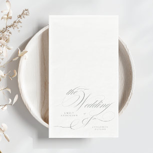 Formal Elegant Calligraphy Gray Green Wedding Serviette