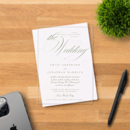 Formal Elegant Calligraphy Sage Green The Wedding Acryleinladungen