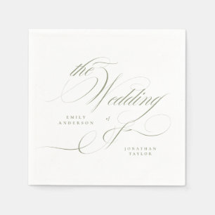 Formal Elegant Calligraphy Sage Green Wedding Serviette