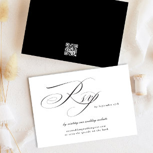 Formal Elegant Calligraphy Wedding Website QR CODE RSVP Karte