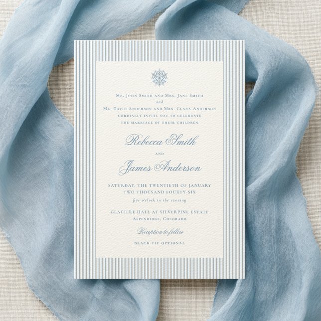 Formal Elegant Classic Blue Winter Wedding Einladung (Von Creator hochgeladen)