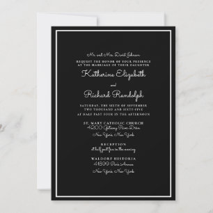 Formal & elegant Eltern Schwarze Hochzeit Einladung