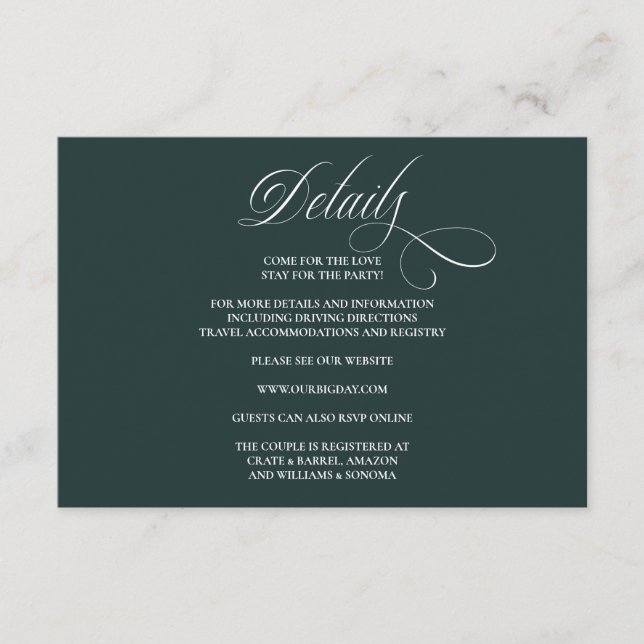 Formal Elegant Enclosure Card Details Begleitkarte (Vorderseite)