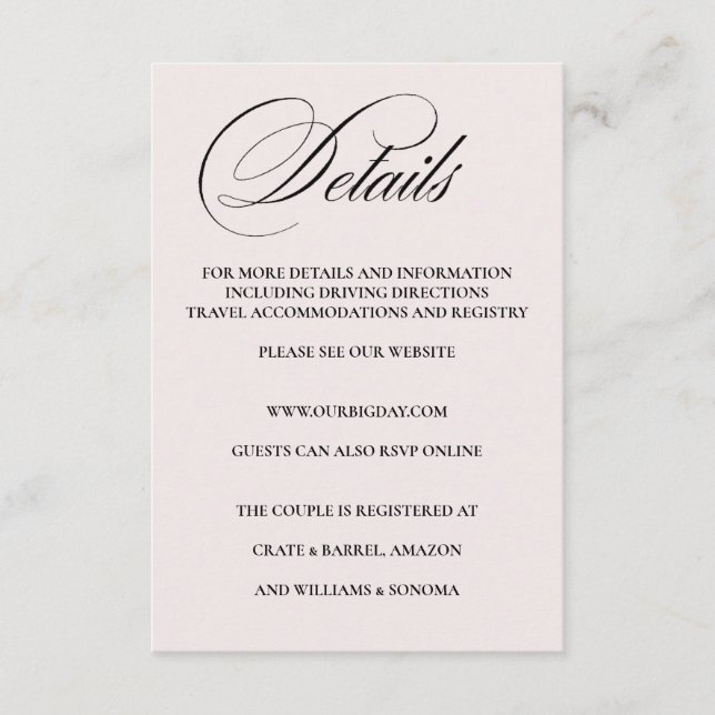 Formal Elegant Enclosure Card Details Begleitkarte (Vorderseite)