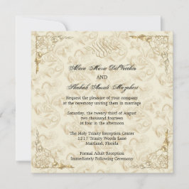 Formal Elegant Gold Akzent Blumenhochzeit einladen Einladung