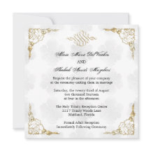 Formal Elegant Gold Akzent Blumenhochzeit einladen