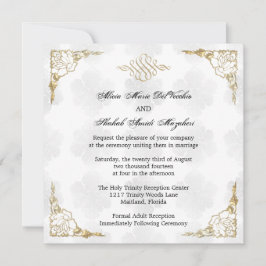 Formal Elegant Gold Akzent Blumenhochzeit einladen Einladung