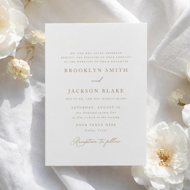 Formal Elegant Gold Script Wedding Einladung (Von Creator hochgeladen)