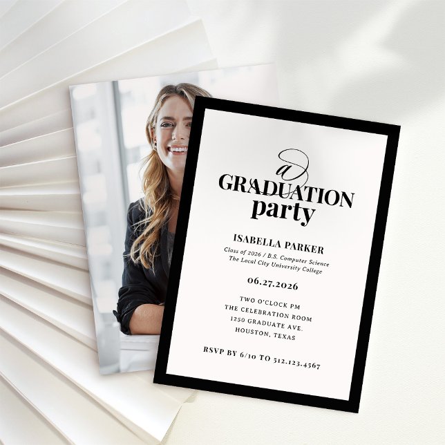 Formal Elegant Graduation Party | Photo Back Einladung (Von Creator hochgeladen)