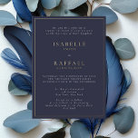 Formal Elegant Navy Multiple Location Wedding Folieneinladung<br><div class="desc">Formal elegante Navy Blue Multiple Location Wedding Gold Foil Vorlage für Einladung gepresst</div>