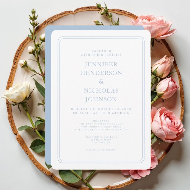 Formal Elegant Powder Blue Wedding Einladung (Formal Elegant Powder Blue Wedding Invitation)