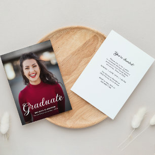 Formal Elegant Script Photo Graduation Invitation