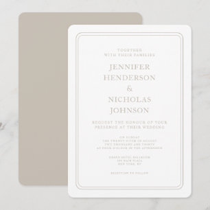 Formal Elegant Taupe Wedding Einladung