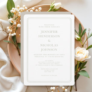 Formal Elegant Taupe Wedding Einladung