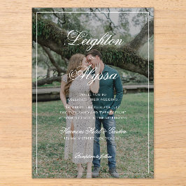 Formal Elegante Calligrafy Foto Overlay Wedding Acryleinladungen