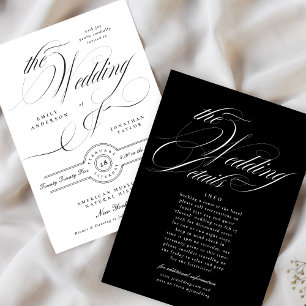 Formal Elegante Calligrafy Wedding Details Einladung