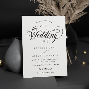Formal Elegante Kalligrafie Schwarz-Weiß-Hochzeit Einladung