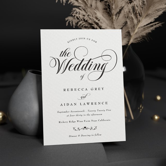Formal Elegante Kalligrafie Schwarz-Weiß-Hochzeit Einladung (Von Creator hochgeladen)