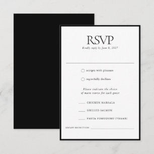 Formal Elegante klassische Schwarz-Rahmen-Hochzeit RSVP Karte