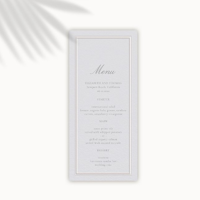 Formal Elegante moderne klassische Doppelrahmen Ho Menükarte (wedding menu card formal traditional modern classic faux embossed double frame ivory ecru for seal)