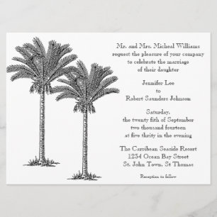 Formal Elegante Palme Tree Tropical Island Hochzei Einladung