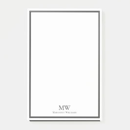 Formal Elegante Schwarz-weiße Grenzadresse Post-it Klebezettel