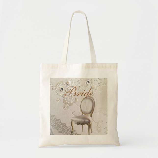 Formal elegante Spitzen-Paris Vintage Braut Tragetasche (Vorne)