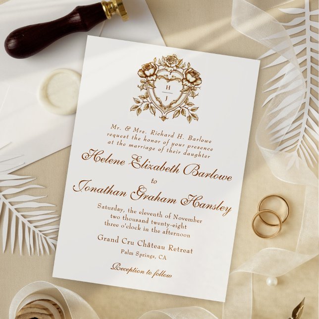 Formal Elegantes Calligrafy Wappen Hochzeit Einladung (Formal Elegant Calligraphy Crest Wedding Invitation)
