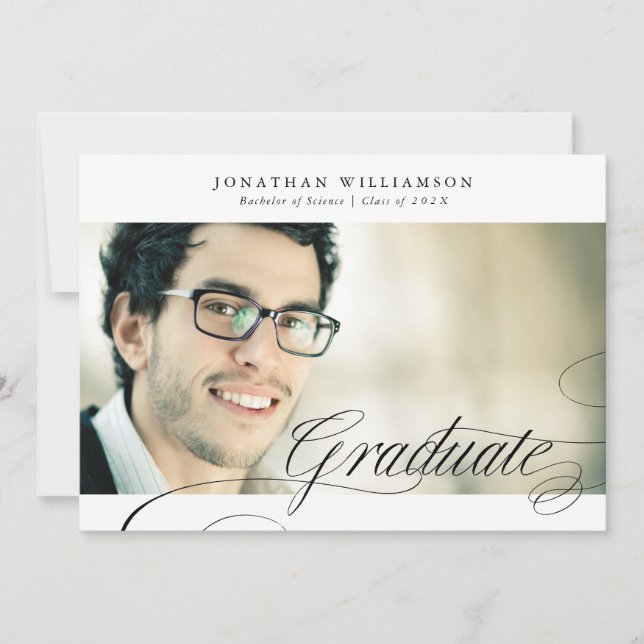 Formal elegantes, klassisches Script Graduate 2 Fo Ankündigung (Vorderseite)