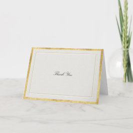 Formal Elevated Gold Ecru Modern Classic Wedding Dankeskarte