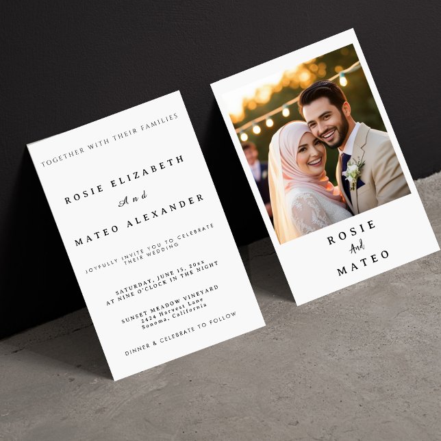 Formal Evening With Unique And Elegant Wedding Einladung (Photo invitation)