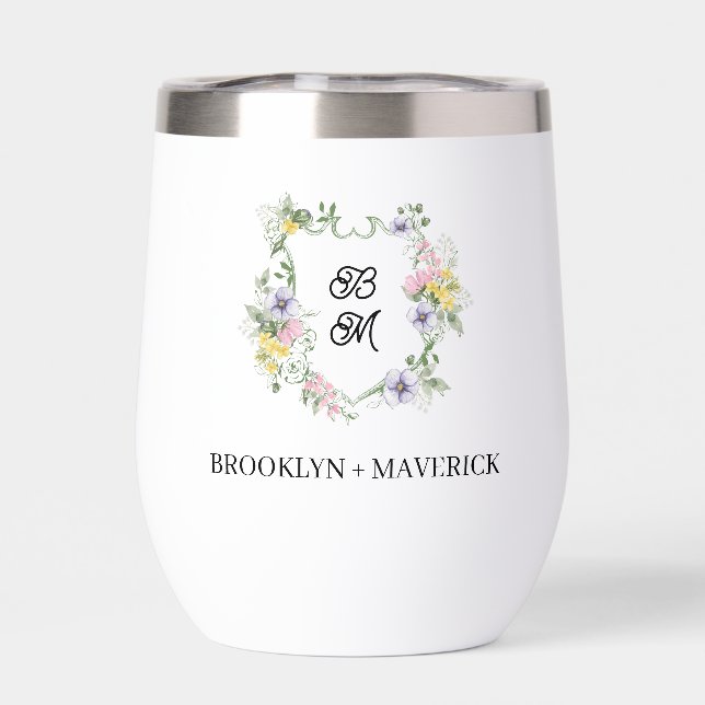 Formal Floral Monogram Crest Wedding (Rückseite)