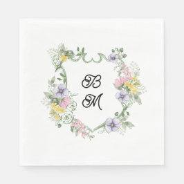 Formal Floral Monogram Crest Wedding Serviette