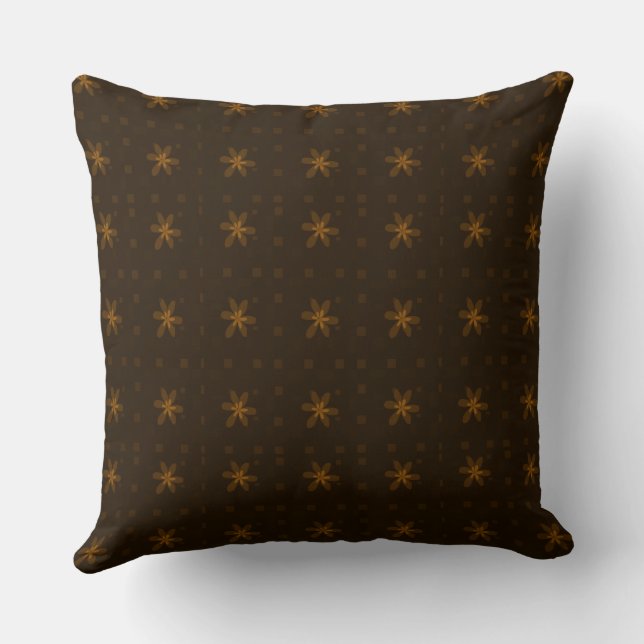 Formal Floral Square Conundrum Dark Brown Kissen (Rückseite)