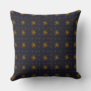 Formal Floral Square Conundrum Navy Senf Kissen