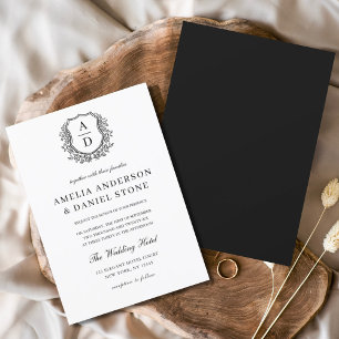 Formal floral Wappen Monogram Wedding Elegant Einladung