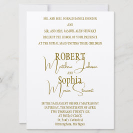 Formal Gold Black Tie Wedding Invitation Einladung