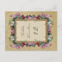 Formal Gold Brocade Floral Elegante Tischnummern
