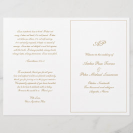 Formal Gold Hochzeitsprogramm für elegante Monogra