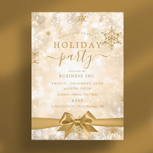 Formal Gold Ribbon Corporate Holiday Party Einladung