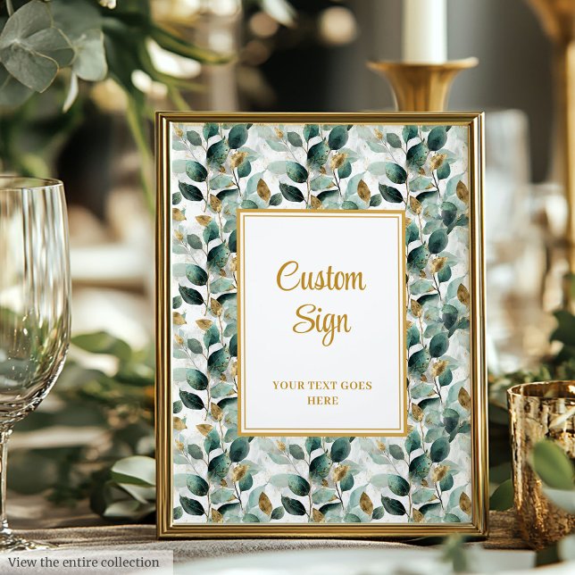 Formal Grün Grün Gold Hochzeit Custom Poster (Formal Emerald Green Gold Greenery Wedding Custom Poster )