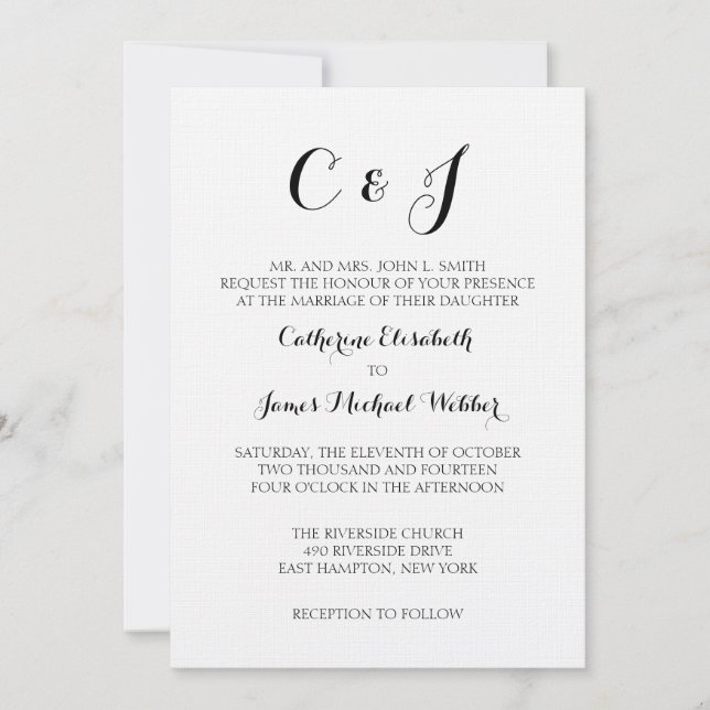 Formal Hochzeit Einladung von Bride-Eltern (Vorderseite)