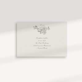 Formal Imitate Embossed Peony Ecru Empfang Wedding Begleitkarte