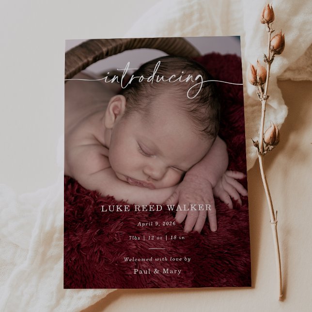 Formal Introducing Photo Baby Announcement Card (Von Creator hochgeladen)