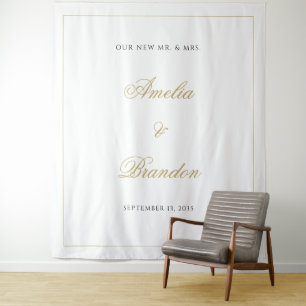 Formal klassische Schwarz-Gold-Hochzeit Wandteppich