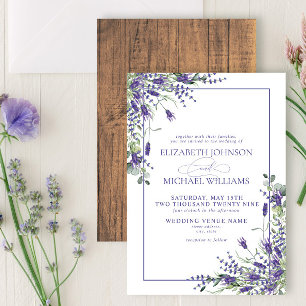 Formal Lavender Eucalyptus Wood Script Wedding Einladung