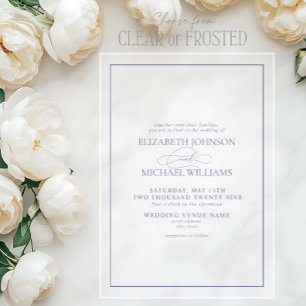 Formal Lilac Lavender Classic Script Wedding Acryleinladungen