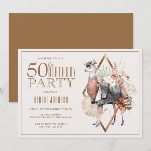 Formal Llama 50. Geburtstagsparty Einladung