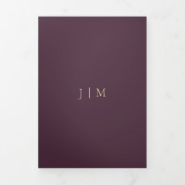 Formal Midnight Fig Modern Wedding Dreifach Gefaltete Karte